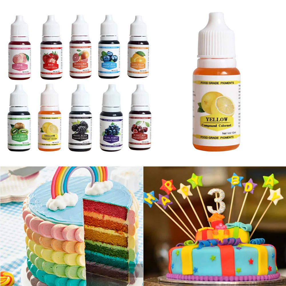

10ML Cake Fondant Baking Cake Edible Color Pigment Ice Cream Cake Food Coloring Ingredients Baking & Pastry Tools