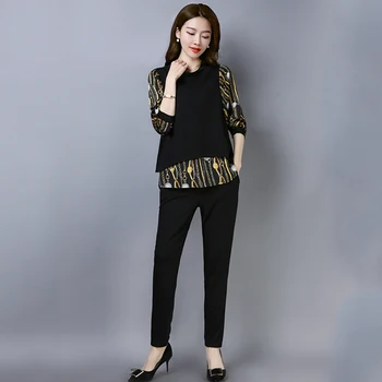 

Plus Size 5xl Two Piece Set Top And Pants Woman Suit Ensemble Femme Survetement Conjunto Feminino Year-old Female Costume