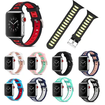 

Dual Colors Soft Sport Band for Apple Watch Series 3 2 1 Silicone Strap for iWatch 42mm 38mm Replacement Watchband Belt Bracelet