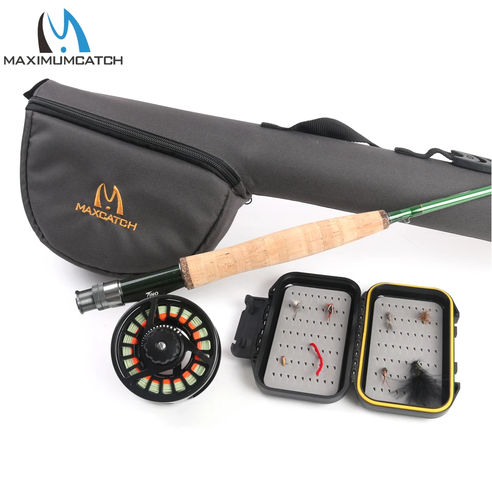 Maximumcatch 5/6WT Fly Fishing Combo 9FT быстрое действие Fly Rod Pre-Spoled Fly Reel Fly Line с Cordura triangle Tube