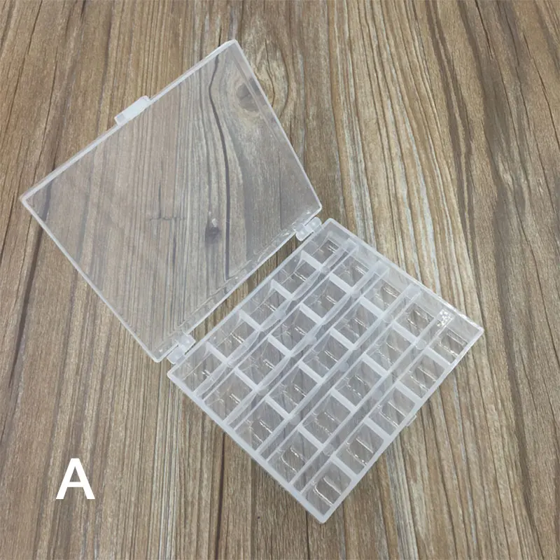 25 шт. прозрачный пустой металлический чехол катушки Шпулька с 25 сеткой чехол для хранения Коробка для Brother Janome Singer Elna Швейные машины катушки - Цвет: A
