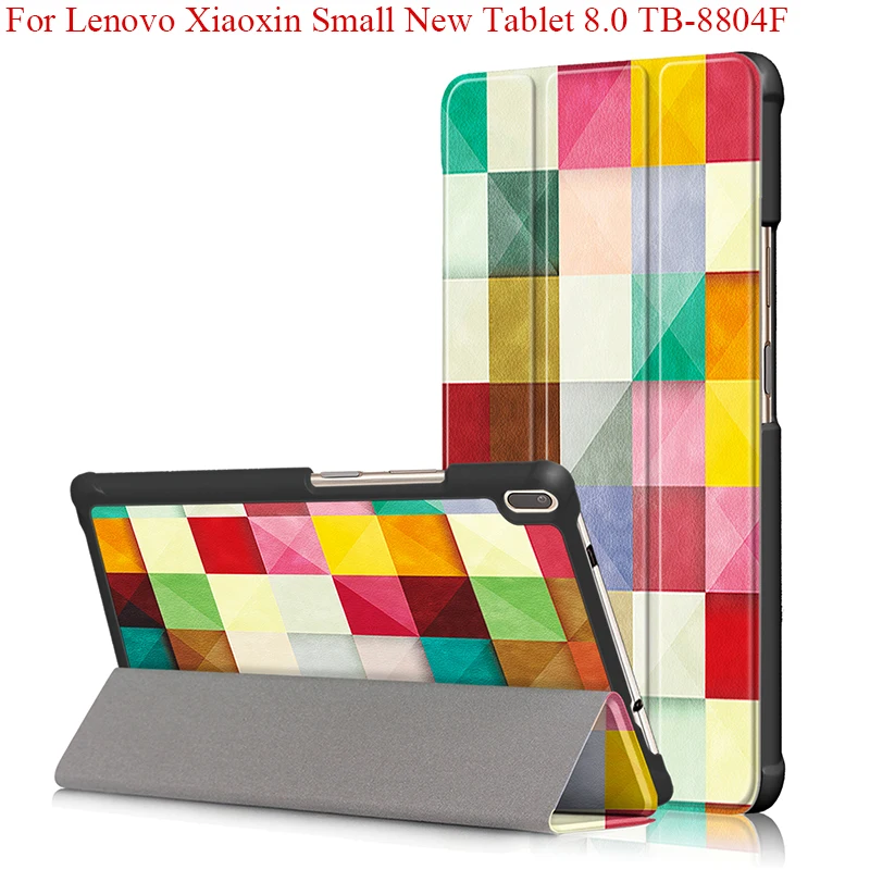 

Color Painted Stand PU Leather Case for Lenovo Xiaoxin small new tablet 8.0 TB-8804F TB-8804F ZA3F0000CN tree marble eyes print