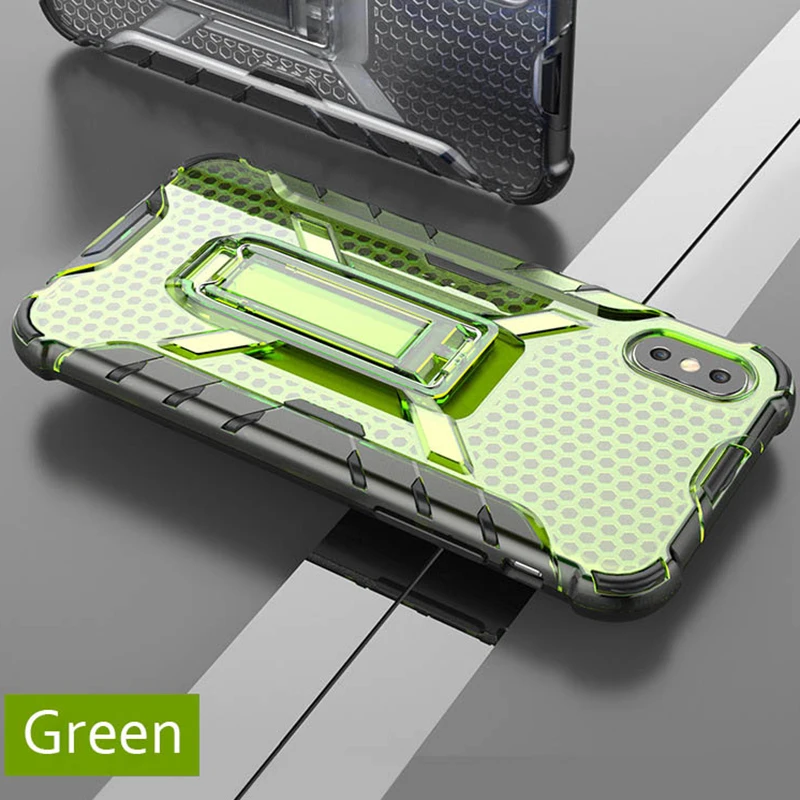 

Shockproof Stand Silicone Case for iPhone X Soft TPU PC Clear Armor Metal Kickstand Coque For iPhone 7 7 Plus 6 6S 8 Plus Fundas