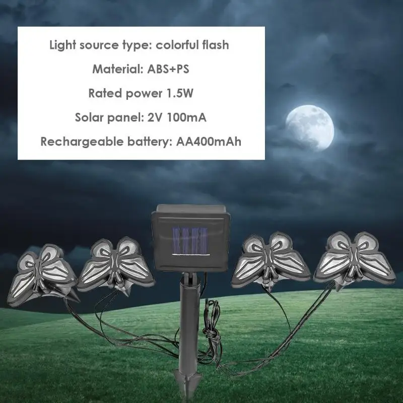 Солнечный сад светлый цветной светодиод Бабочка газон уличный светильник водонепроницаемый садовый светильник лампа