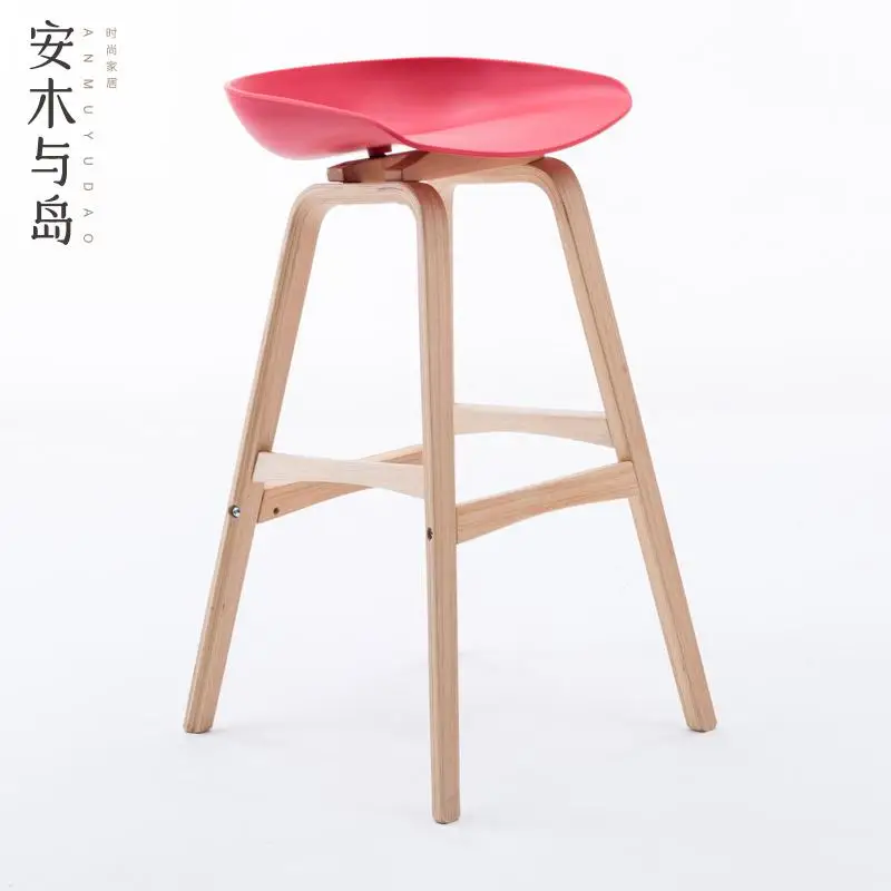 Европейский Креативный барный стул, современный минималистичный подъемный барный стол из цельного дерева, стул для дома, барный стул, модный высокий стул - Цвет: High755