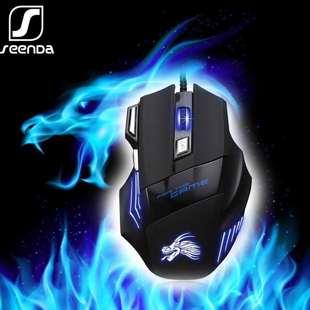 Lot 2 LED Optical 5500 DPI 7 Button USB Wired Gaming Mouse Mice For Pro Gamer PC