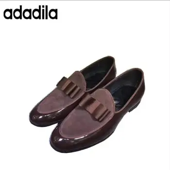 

Handmade Genuine Patent Leather Patchwork With Bow Tie Men Wedding Dress Shoes Men's Banquet Loafers
