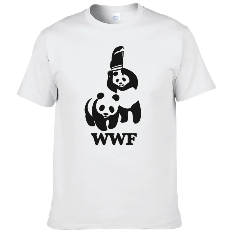 الصيف WEWANLD WWF المصارعة الباندا الكوميديا قصيرة الأكمام بارد Camiseta طباعة T قميص الرجال T قميص الصيف أزياء مضحك المحملة تي شيرت