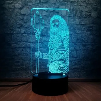 

Movie Figure Superhero Aquaman Ocean 3D LED Illusion Table Lamp 7 Colors Changing Night Light Home Decor Fans Gifts Kid Toys