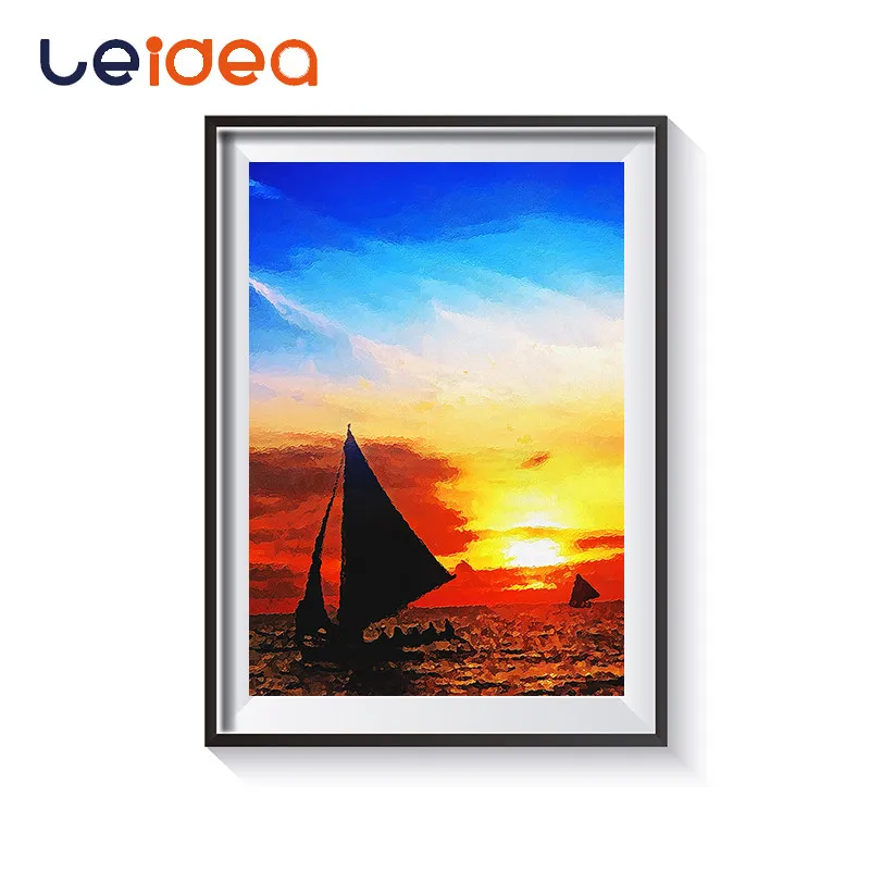 

Sailing Boat Seascape DIY Painting By Numbers Double Layer Kits Acrylic Paint On Canvas Abstract Wall Art Home Decor