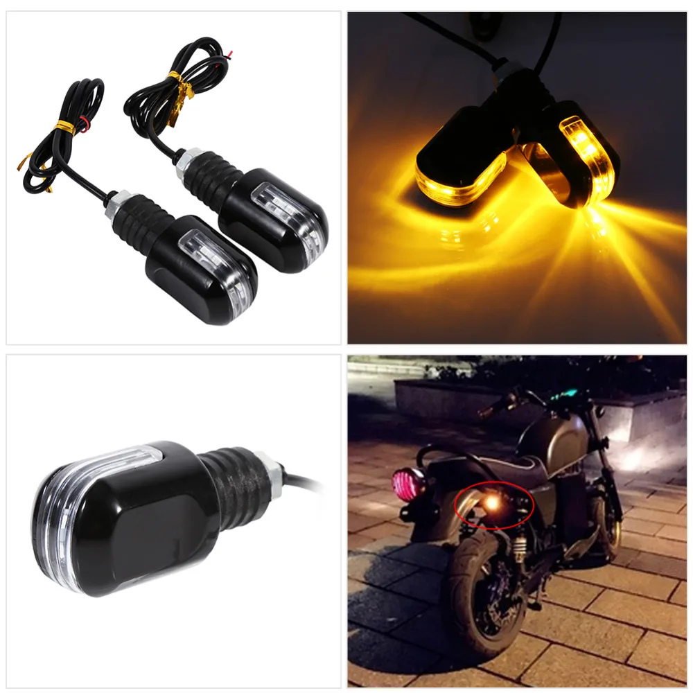 1 Pair of Motorcycle 7/8''LED Flexible Turn Signal Indicator Handle Bar End 6 LED Amber Light Motocicleta |