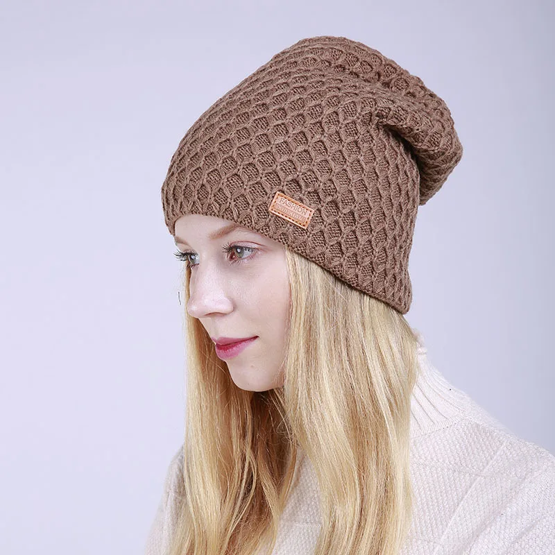 

Women Knitted Warm Hat Fashion Girls Winter Cashmere Caps Lady Skullies Bonnet Caps Slouchy Casual Hat Adjustable B-8441