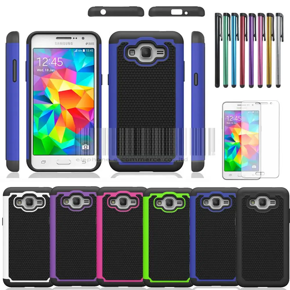 Kroniek zomer bewondering Cases For Samsung galaxy Grand Prime G530 G530H G5308W/Grand Prime Plus  G532F Rugged Hybrid Case Cover + LCD Films +Stylus