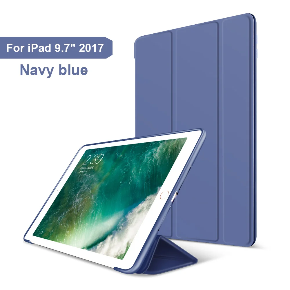 Для iPad 2017 2018 iPad 9,7 дюймов, ультра тонкий легкий умный чехол Trifold чехол-подставка с гибкой мягкой ТПУ задняя крышка