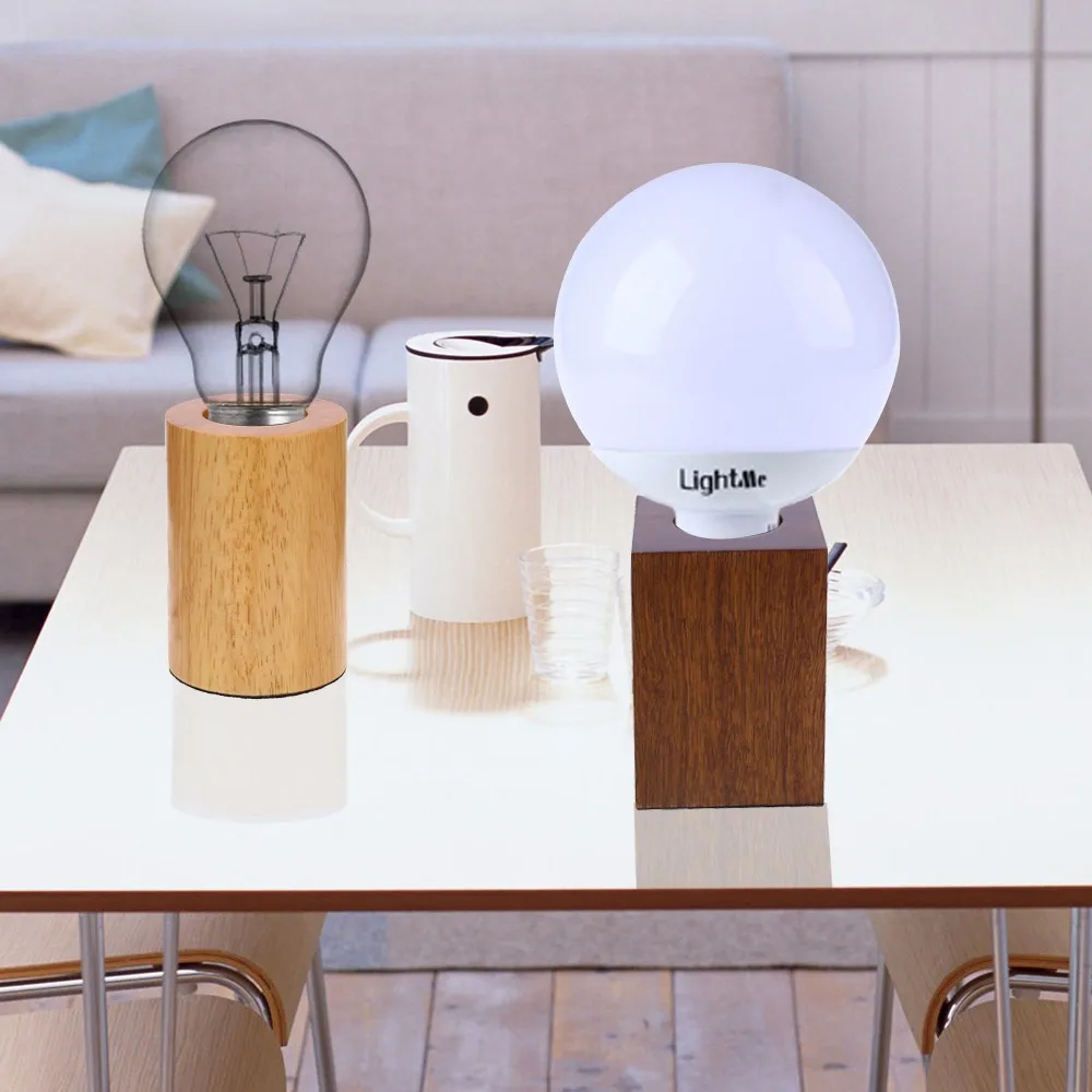 E27 support de lampe fcc certification us plug ue moderne minimaliste solide chêne lampe holde jolie