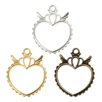 

5Pcs Hollow Wings Heart Frame Pendant Open Back Bezel UV Resin Jewelry Making