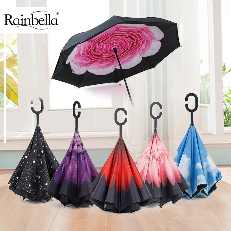 Модный двухслойный перевернутый ветрозащитный дождевой Зонт RAINBELLA для женщин и