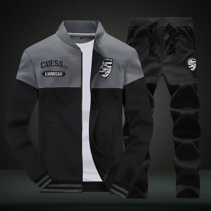 Plus Size M-4XL Mens Sets 2 Piece New Men' Fashion Jacket and Sport Pants Set Fashion Patchwork Tracksuit Men Casual Sports Suit Plus Size M-4XL Mens Sets 2 Piece New Men' Fashion Jacket and Sport Pants Set Fashion Patchwork Tracksuit Men Casual Sports Suit