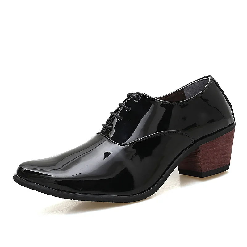 Merkmak/мужские туфли-оксфорды из лакированной кожи; модные модельные свадебные туфли для жениха; дышащие туфли с острым носком на высоком каблуке; деловые туфли для выпускного