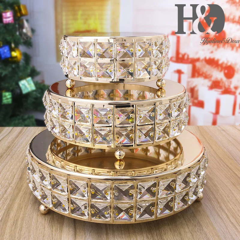 3 ярусная подставка для свадебного торта H & D стеклянная металлическая | Товары для украшения тортов -32958028965