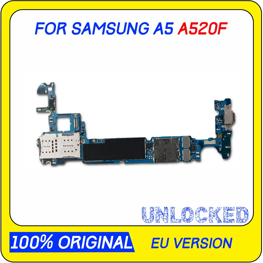 

EU Version for Samsung Galaxy A5 A520F Motherboard Original unlocked For Galaxy A5 A520F Mainboard full chips logic board 32GB