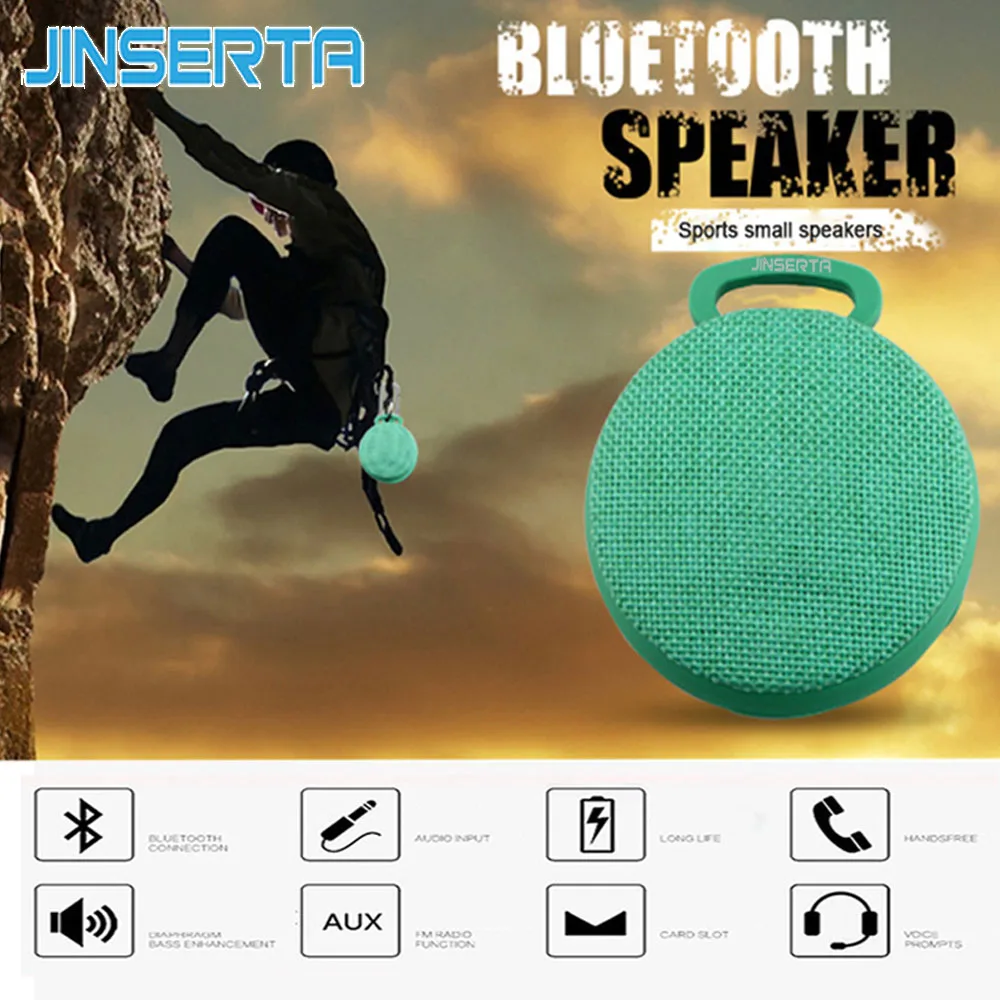 JINSERTA Wireless Mini Bluetooth רמקול נייד סופר בס חזק יותר אמנות בד ספורט רמקול עם מיקרופון כרטיס TF תמיכה