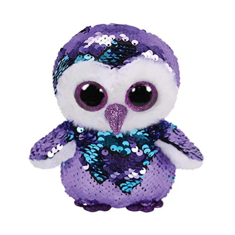 Ty Beanie Boos 6'' 15cm SPARKLE Sequin Unicorn Fox Owl Dinosaur Plush Regular Soft Big-eyed Stuffed Animal Collection Doll Toy