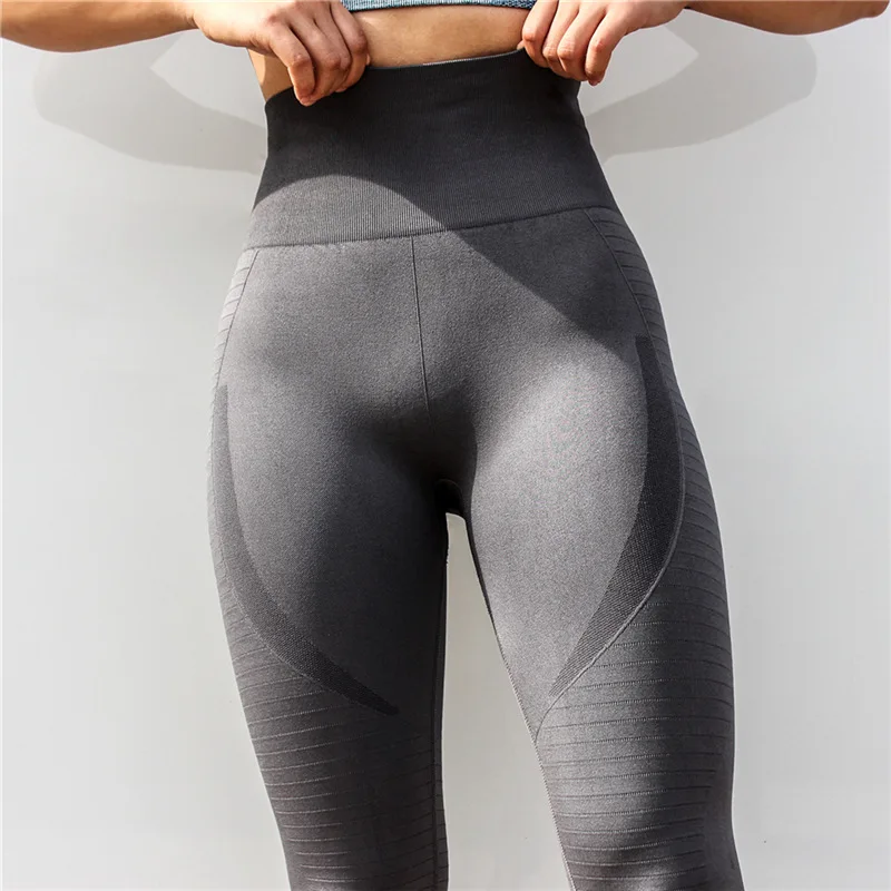 

Women high quality nylon spandex new solid color fitness pants high waist gym workout pants