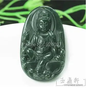 

Genuine Xinjiang Heianqing jade pendant jade Guanyin pendant men style