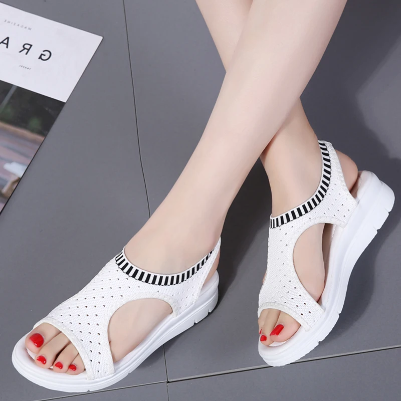 

Fashion Women Sandals For 2019 Comfortable Breathable Lady Summer Sandals Chic Walking Shoes Summer Platform Black Sandal Shoe