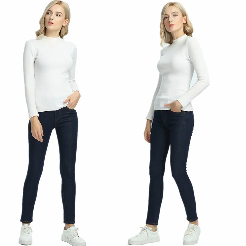 Oversized Winter Warm Jeans Pants For Women Gold Fleeces Thickening Hot Denim Pants High Waist Mom Jean Trousers Female P9107