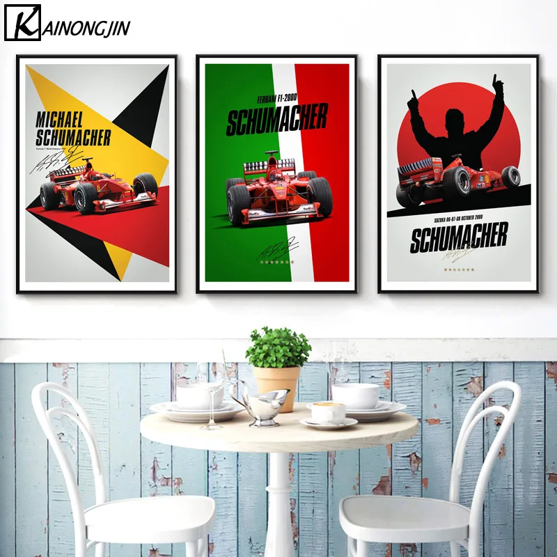 

Art Poster Michael Schumacher F1 Racing Car Sport Posters and Prints Canvas Painting Wall Art Picture for Living Room Home Decor