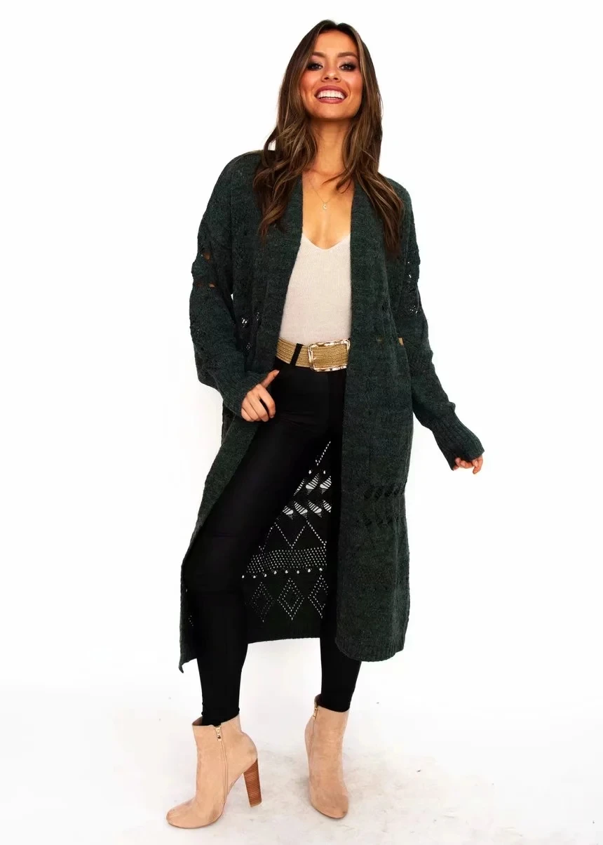 TXJRH, уличный кардиган с двумя карманами, длинный рукав, v-образный вырез, длинный свитер, вязаный джемпер, kleding jerseis mujer femme, 2 цвета