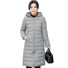 2017 Fashion Winter Long Coat Female Plus Size Women’s hooded Down cotton slim Coats Woman Jacket Warm Winter snow parka QH0428