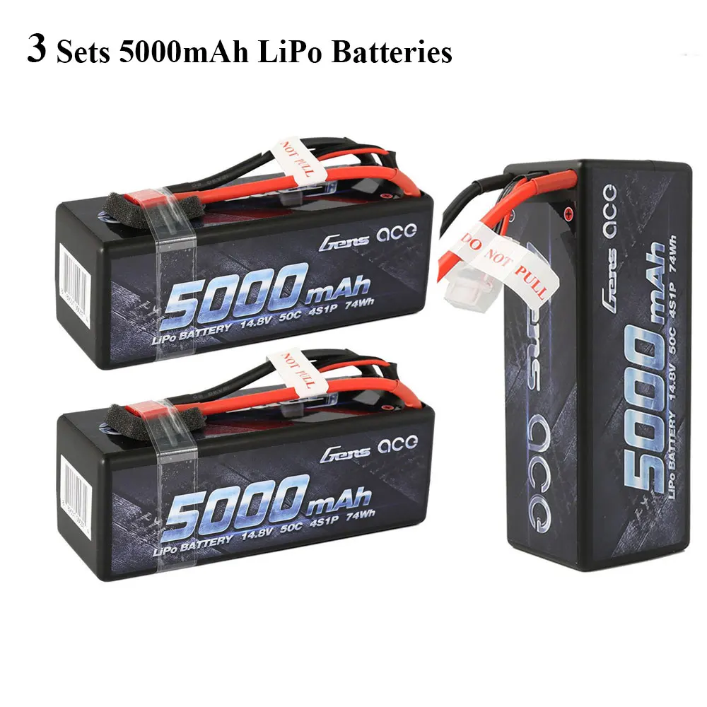 Gens ace Lipo аккумулятор 14,8 V 5000mAh Lipo 4S 50C RC аккумулятор Deans разъем для 1/8 1/10 автомобилей RC лодка высокая производительность - Цвет: 3x 5000mAh Battery