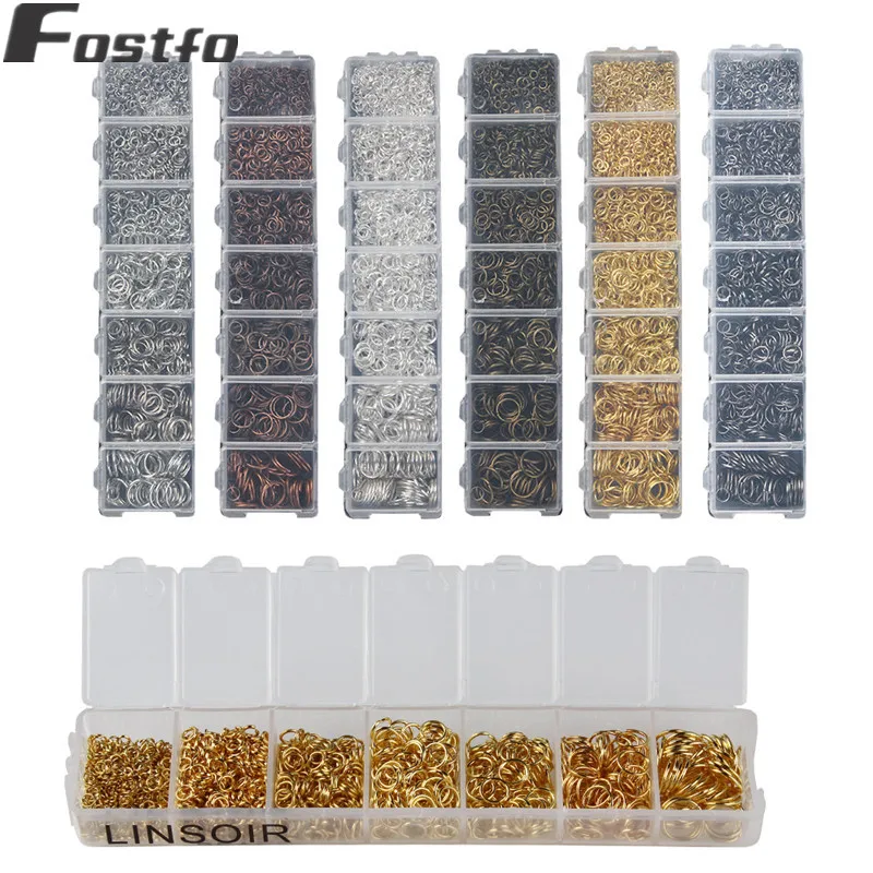 

Fostfo 1450pc/Set Jump Rings Multi Color Mix Size Open Jump Rings Silver Gold Color Link Loop For DIY Jewelry Findings Connector