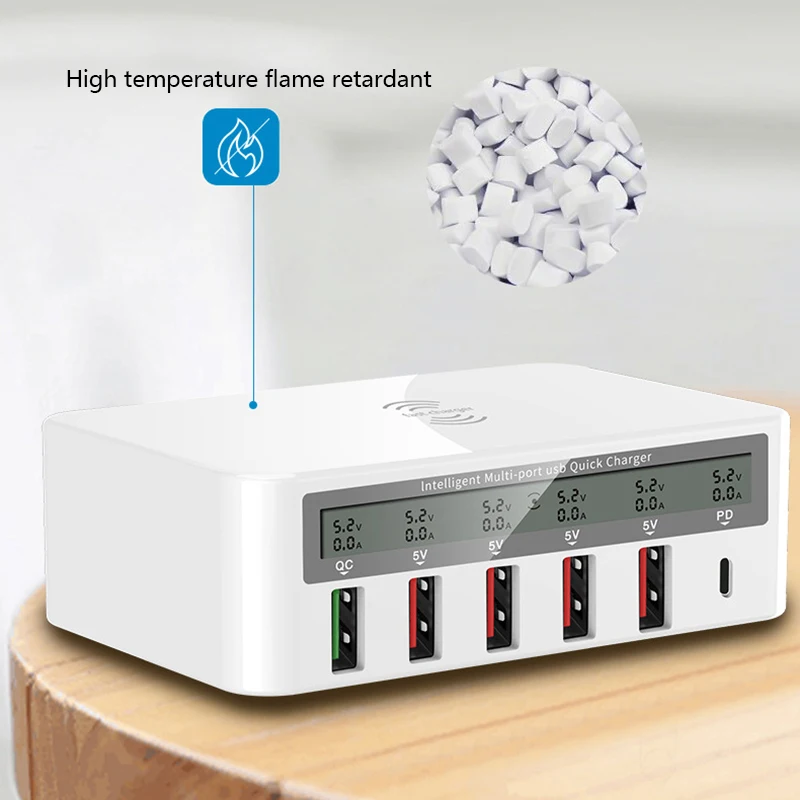 50 Вт Smart Qc3.0 Быстрая зарядка Usb зарядное устройство светодиодный адаптер Беспроводное зарядное устройство настольное(ЕС штекер