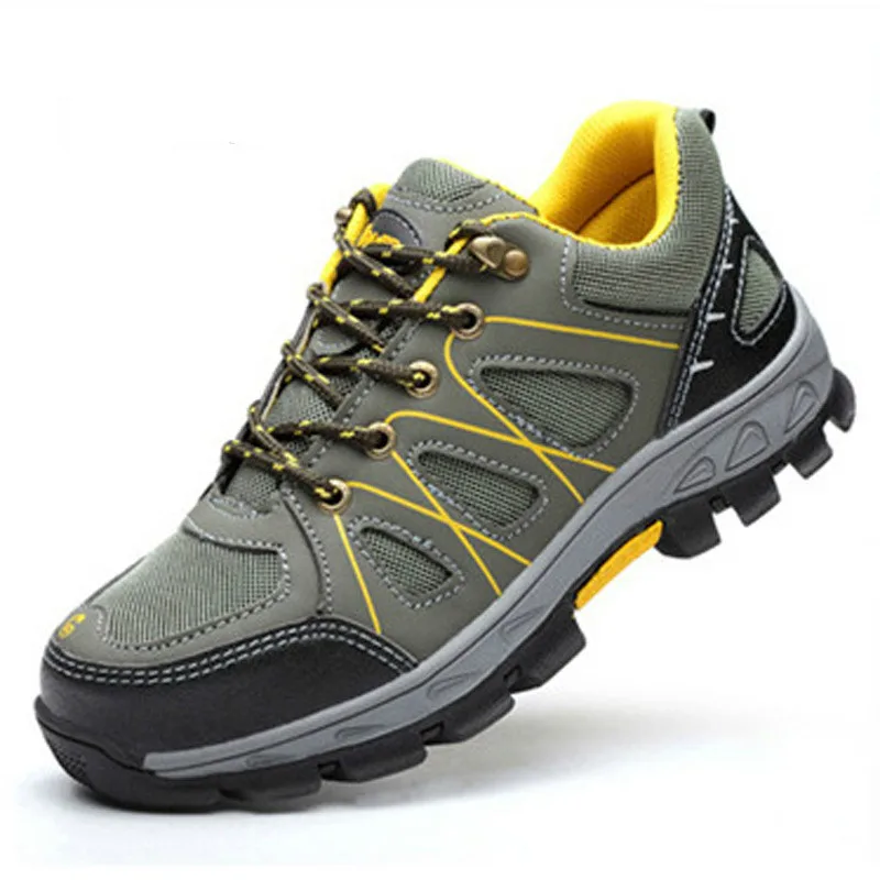 Work Boots Construction Men's Outdoor Steel Toe Cap Shoes Men Camouflage Puncture Proof High Quality Safety Shoes big Size B4-21 - Цвет: Розово-красный