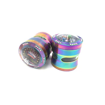 

Dazzle color ice blue metal cigarette grinder 63mm zinc alloy belt drill tobacco smoke mill, 4-layer weed mill free delivery