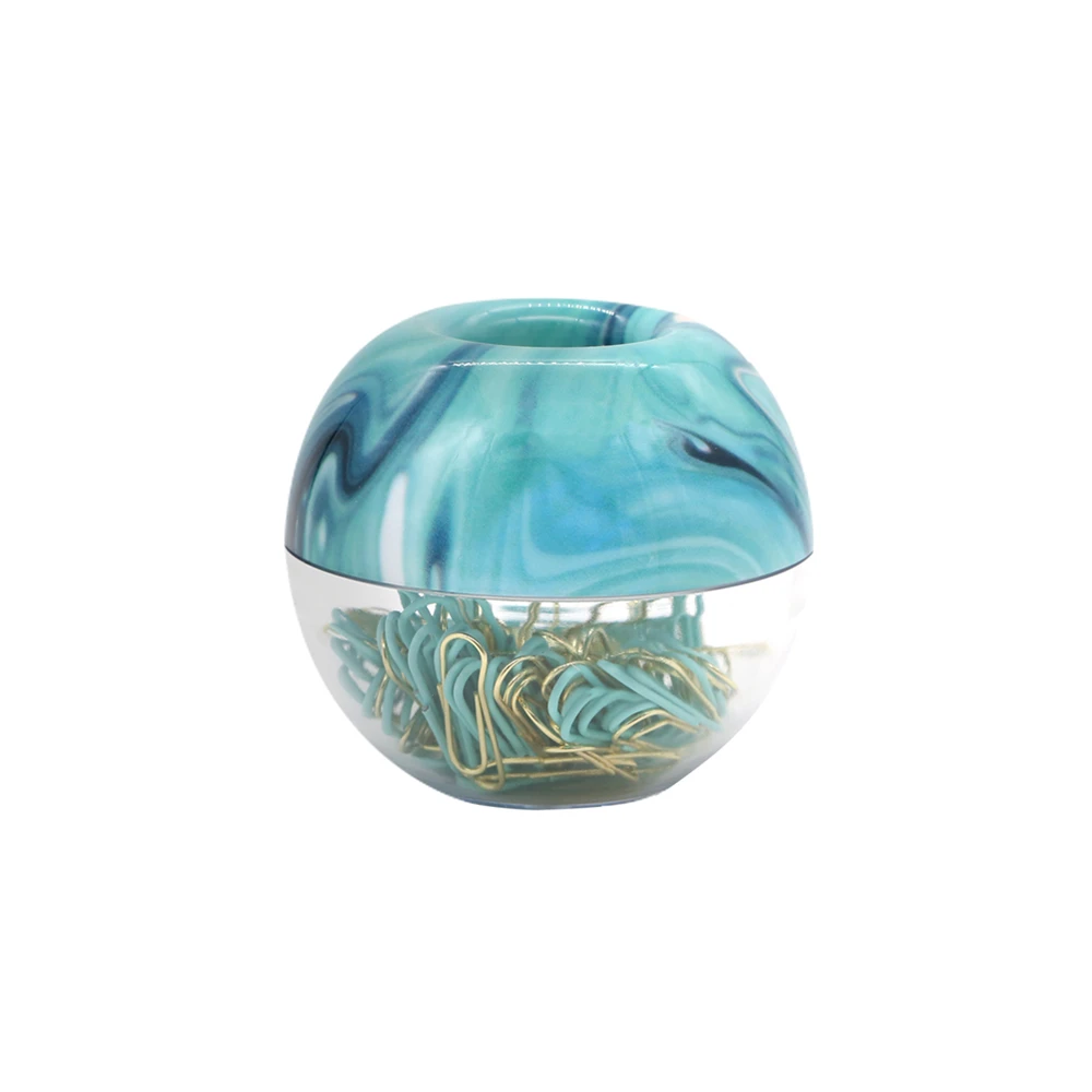 blue paper clips dispenser holder