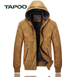 TAPOO 2017 Для мужчин Кожаная куртка бренд jaqueta de couro masculina мотоциклетная куртка-бомбер байкерская куртка искусственная кожа пальто из замши 828