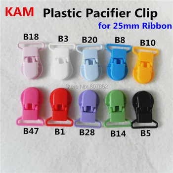

( 10 color ) 5pcs 25mm D Shape Kam Plastic Dummy Pacifier Chain Holder Clips Alligator Suspender Clip