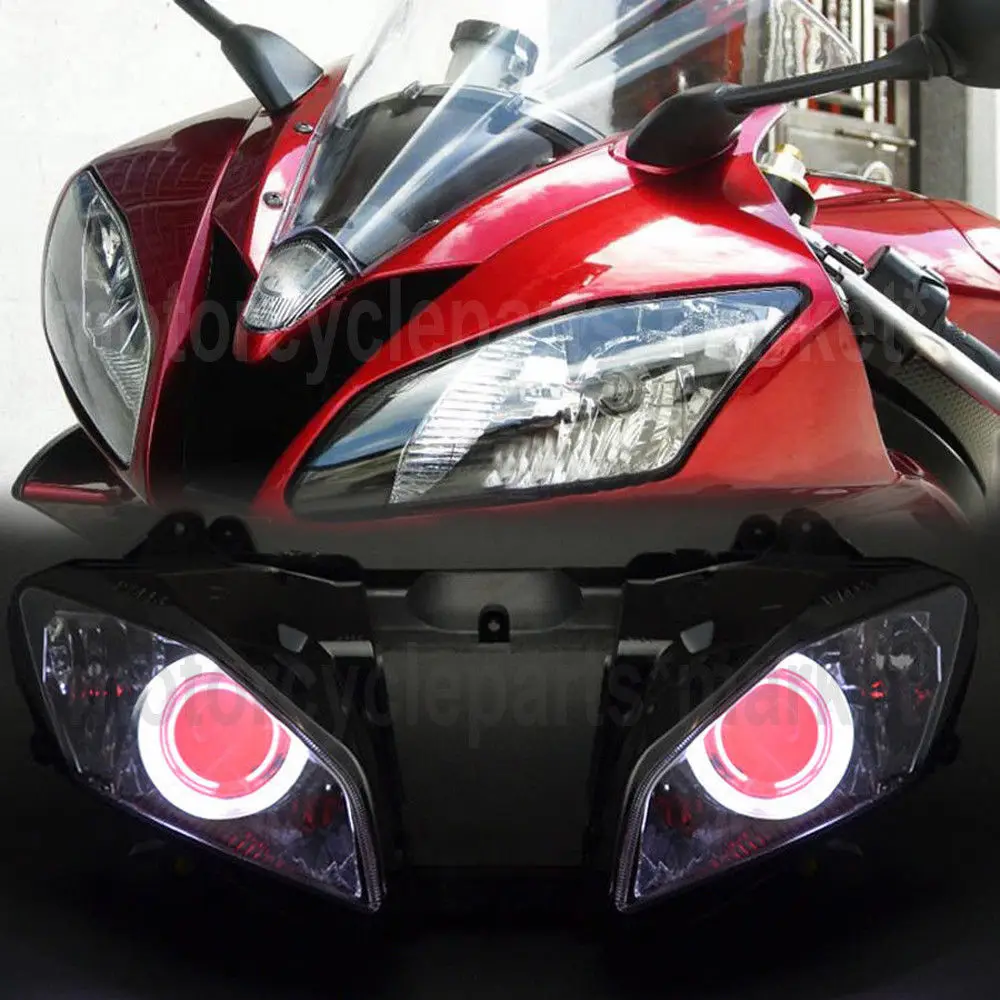 1 комплект красный демон и ангел глаза 35 Вт HID проектор фары в сборе для Yamaha YZF R6 2006 2007