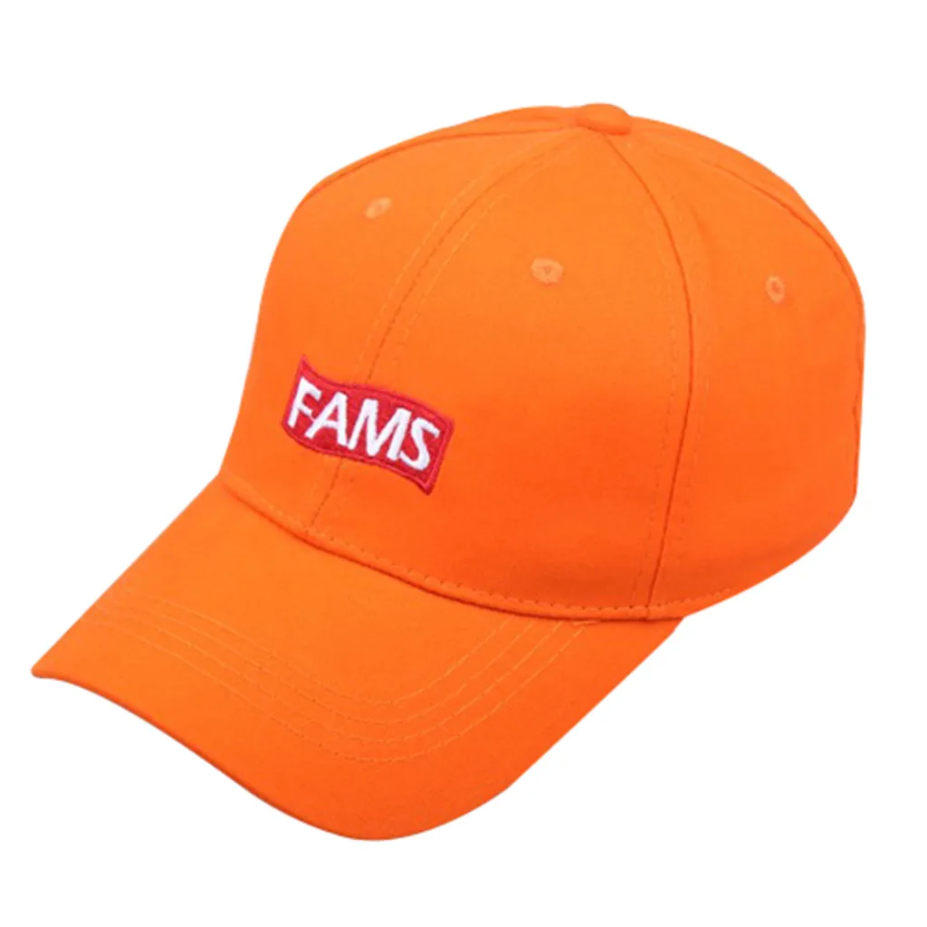 Orange FAMS Letter Outdoors Visor Baseball Caps Women Men Unisex Summer Baseball hat Adjustable Hat mens baseball caps#W