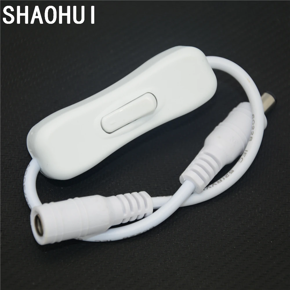 

50 pcs/lot New DC Connectors Cable with Switch, Male/Female DC Power Jack Wire for LED Strip free
