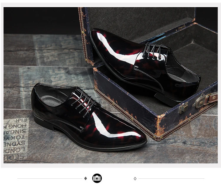 M-anxiu; модные мужские Яркие туфли на шнуровке; свадебные туфли из лакированной кожи с острым носком в деловом стиле; туфли размера плюс 38-48