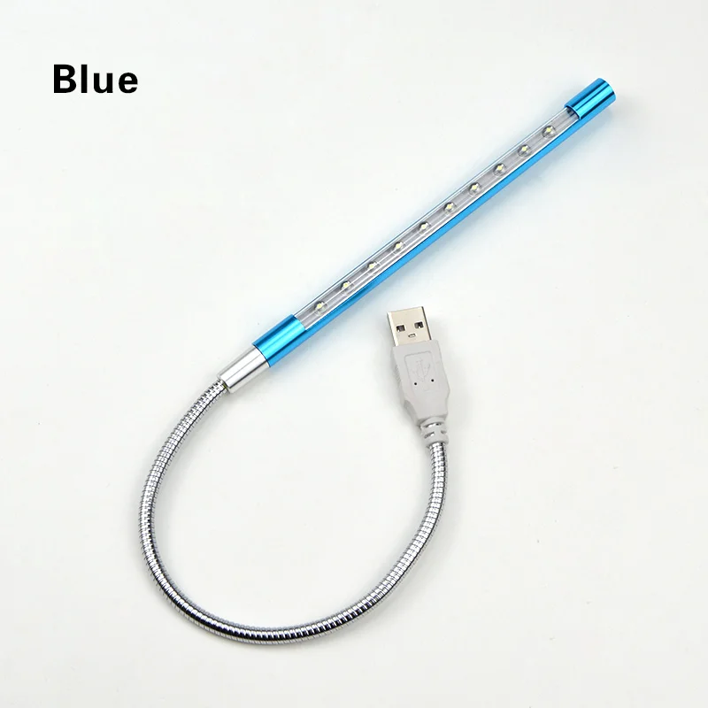 USB СВЕТОДИОДНЫЙ светильник для книг, ноутбука, чтения книг, Ночной светильник, гибкая USB лампа для книг, мини светодиодный светильник Kitap Okuma Lambasi - Испускаемый цвет: Blue 10 leds