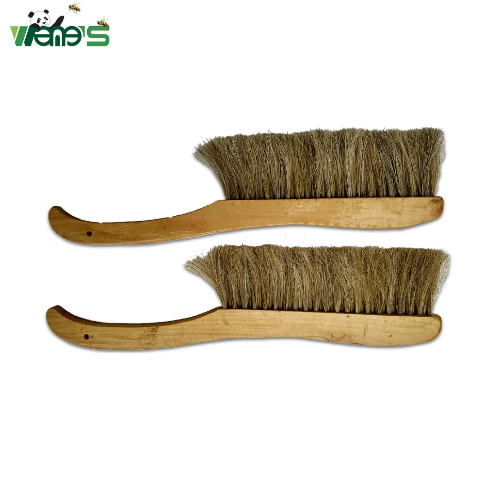 

Three Row Horse Hair Bee Brush With Bended Wooden Handle Beekeeping Farm Garden Home Tool Equipment Supplies