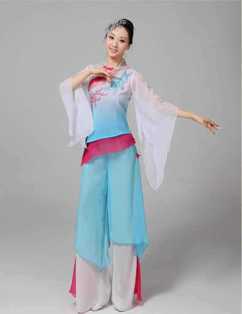 Chinese classical dance costumes female Hanfu national dance Fairy Embroidery sequinded stage performanceclothes yangko dance
