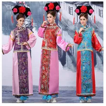 Китайский Цин-Инфанта династия принцессы Косплэй Show Костюм Халат платье с Кепки народный танец розовый, красный, пурпурный